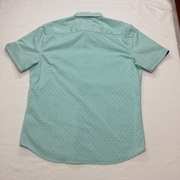 Craft Flow Mens Short Sleeve Button Down Shirt Blue Dot Print - Large - Picture 2 of 7